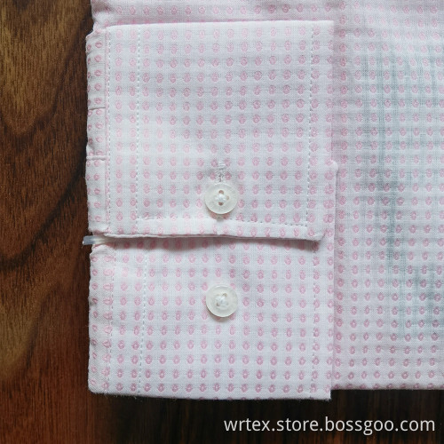 Men's Long-sleeve 100% Cotton Printed Lapel Pink Shirts